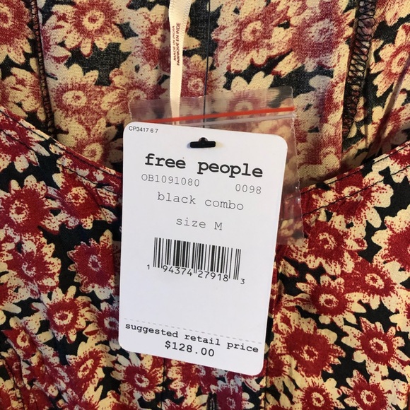 NWT Free People Laced Up Mini Dress Red and Black Size M - Picture 5 of 5